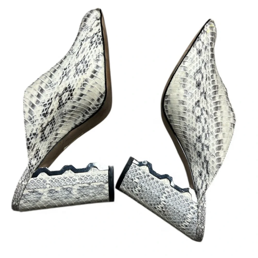 Louise Et Cie Korella Leather Snakeskin Print Heels Mules Size 8M